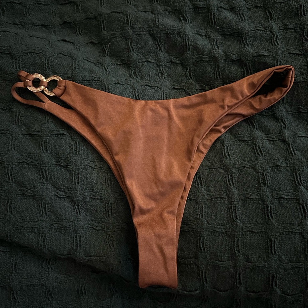 Brown Bikini Bottom with gold Ring Detail "gigi"